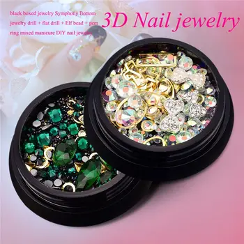 

2 Box 3D Nail Jewelry Colorful Mixed Acrylic Tip Diamond Flat Jewel Stone Nail Rhinestone Manicure DIY Nail Art Decoration (bow;