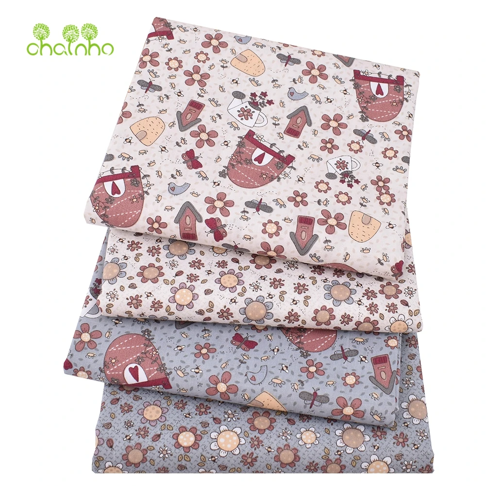 Chainho,Printed Twill Cotton Fabric,Bean Red Series,Patchwork Clothes,DIY Sewing Quilting Material For Baby&Children's Bedcloth