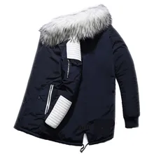 Зимние новые теплые модные флисовые куртки, пальто с меховым воротником, мужские парки, Мужская парка, хлопковая Толстая куртка