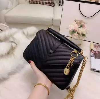 

Classic diagonal handbag European and American fashion genuine leather shoulder bag ladies top quality chain small square bag