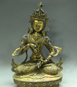

814+++++13" Tibet Buddhism Bronze 24K Gold Vajradhara Vajrasattva Buddha Sculpture