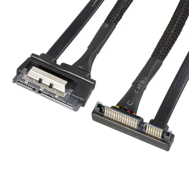 

Удлинительный кабель 90 градусов SATA3 22Pin штекер-гнездо Высокоскоростной 7 + 15Pin комбинированный с нейлоновой оплеткой Черный Цвет Премиум рукав