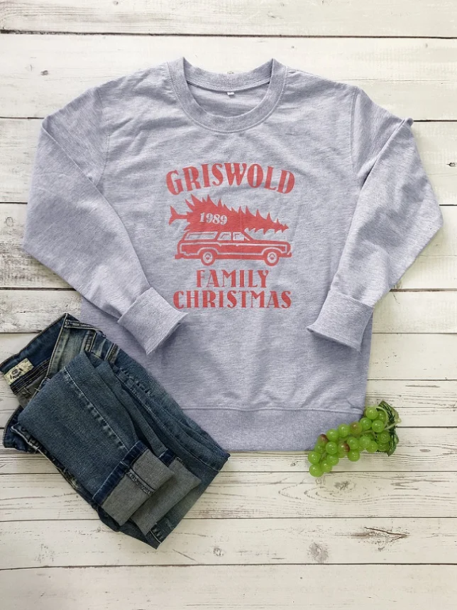 Griswold/1989; семейный свитер с рождественской тематикой; толстовки с принтом сантановой елки; рождественские Топы; Модный Повседневный пуловер из хлопка