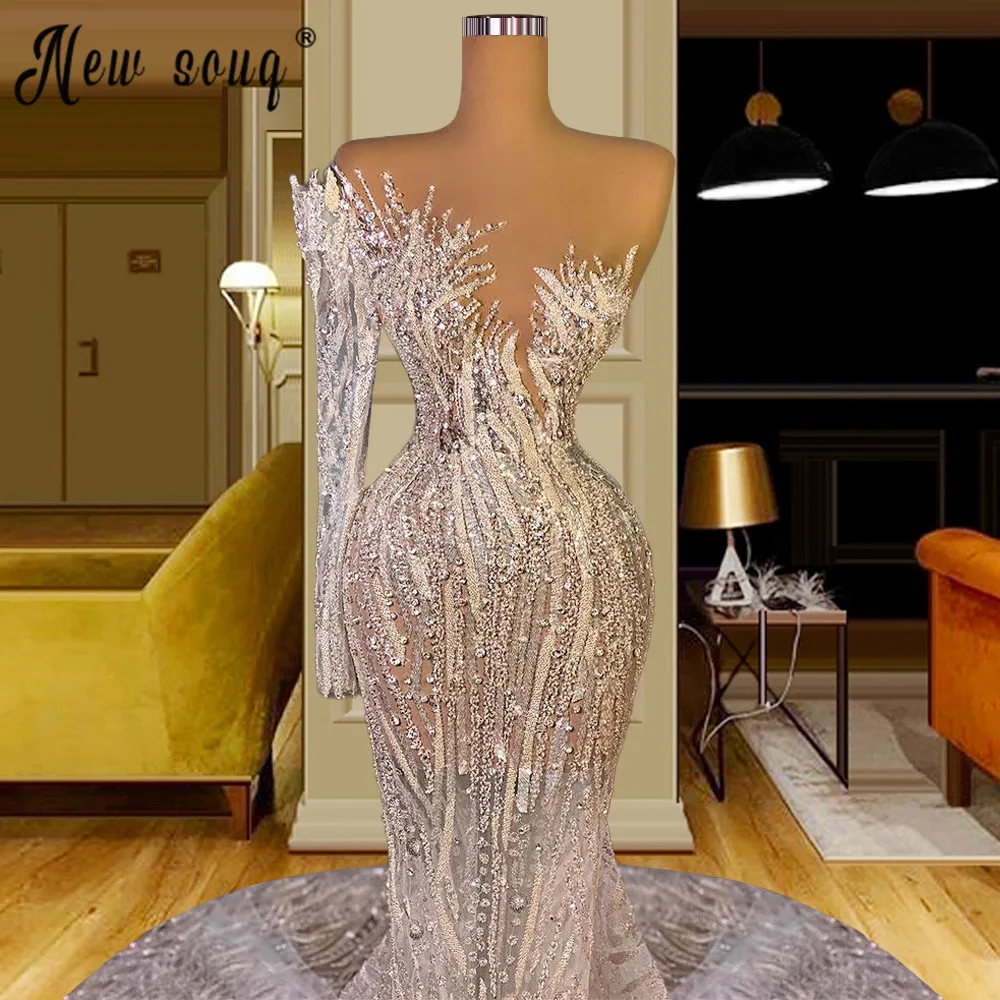 

Middle East Robe Soiree Evening Dress 2022 Sparkly Rhinestones Prom Gown Diamond Celebrity Dresses vestido de festa Pageant