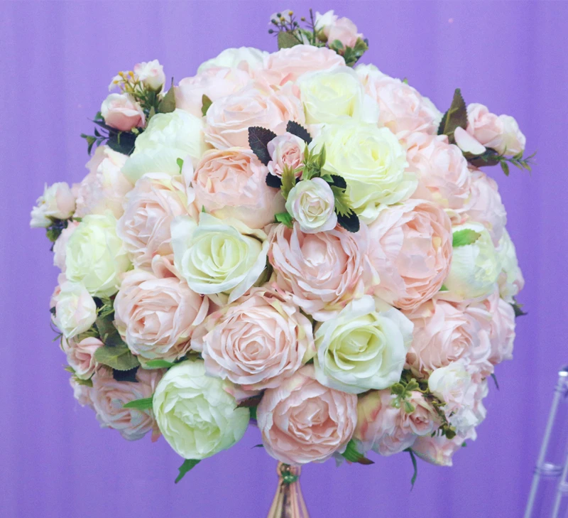 JAROWN Customize Artificial Rose Hydrangea Flower Ball Wedding Table Centerpiece Decor Flower Half Ball Stand Set Home Party Decor (16)