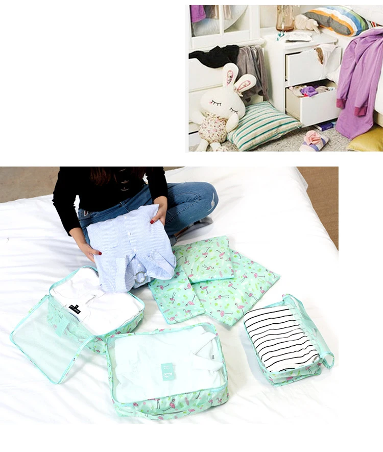Travel Organizer Storage Bags Portable Luggage Organizer Clothes Tidy Pouch Suitcase Packing Laundry Bag Storage Case 6pcs/set