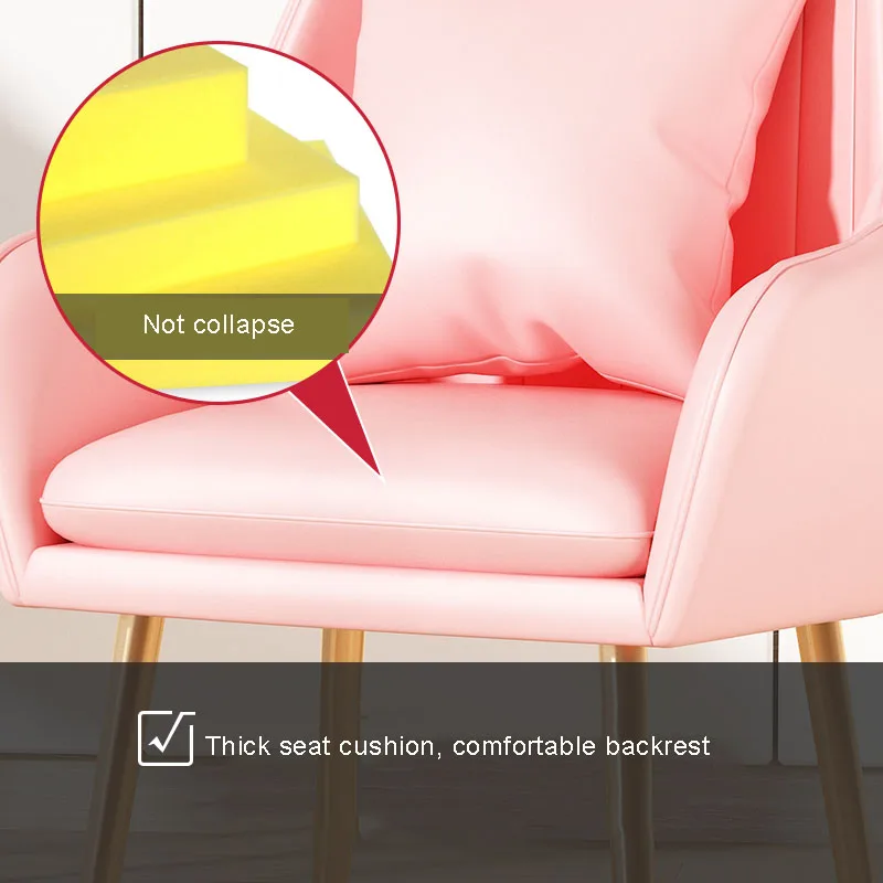 PU Leather Dinning Chair Nordic Style Furniture Black Golden Foot Makeup Armchairs For Bedroom Decoration Chairs Kitchen Chair