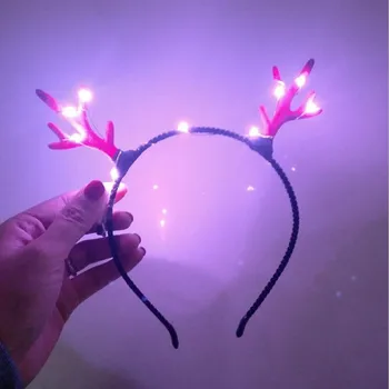 

Children Adults Glowing Deer Horn Headband Women Girls Flashing Antler Headwear Hairband Light LED Party Wedding Festival