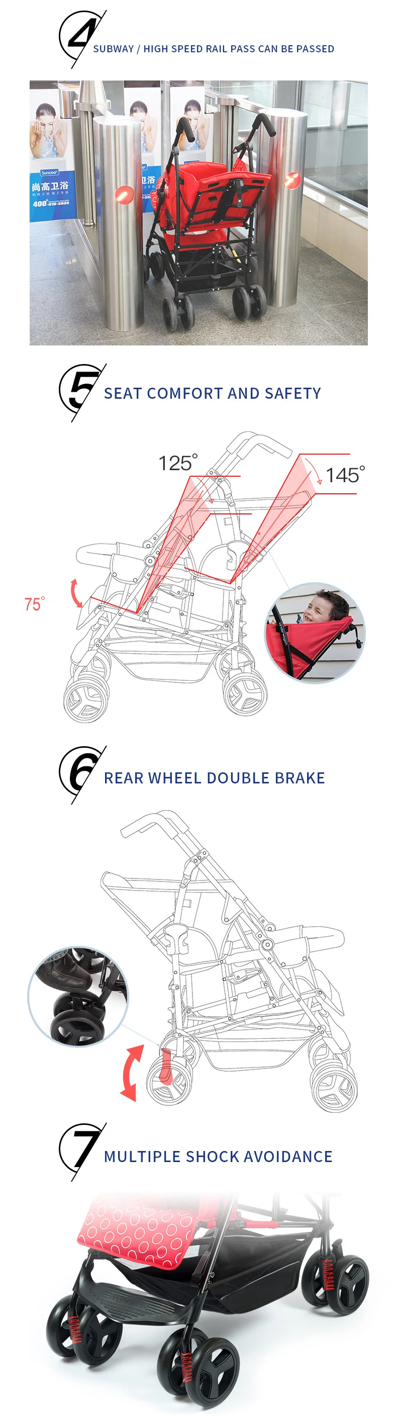 Двойная многофункциональная коляска, двойная большая детская коляска, kinderwagon, легкая складная коляска, может сидеть и лежать с автокреслом