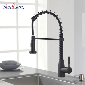 

Senlesen Black Kitchen Faucet Pull Out Kitchen Tap Single Handle Deck Mounted Water Single Cold Taps