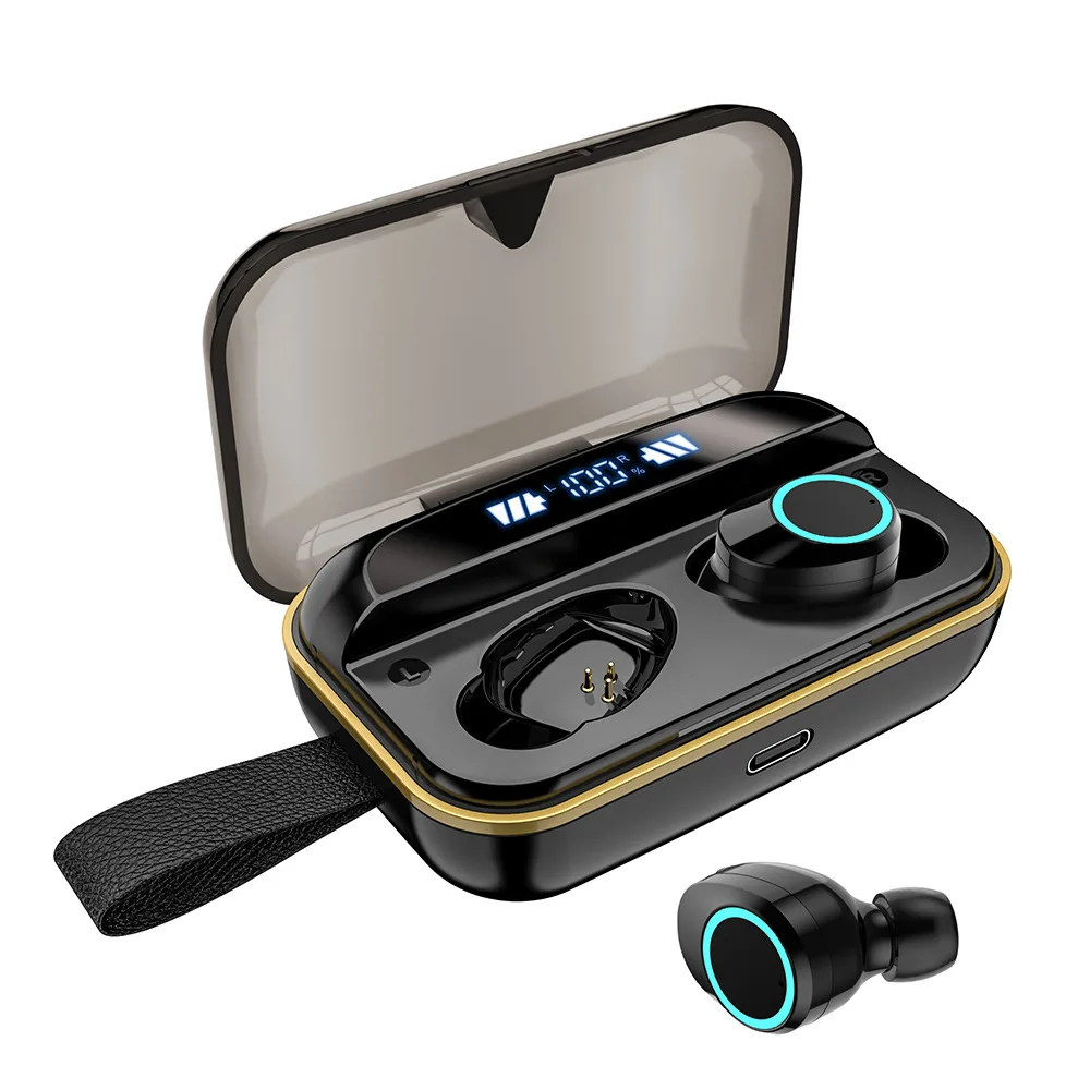 Q8 TWS True Wireless Earbuds Stereo Sound Bluetooth Earphones Pop Up Window  Binaural Call with 1000mah Charging Case LED Display