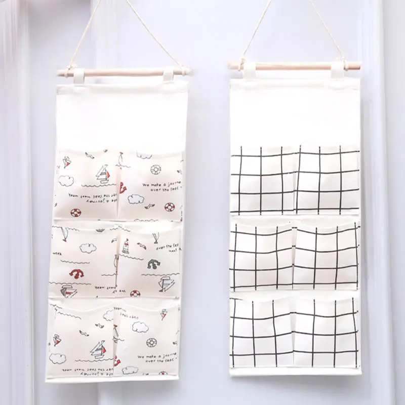 Wall 6/12 Pockets Hanging Bag Storage Bag With 2 Hooks Wall Hanging Oxford Cloth 