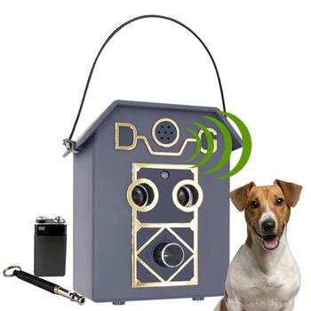 Outdoor Ultrasonic Dog Bark Deterrent 50Ft Long Range Anti Barking Device Waterproof with Dual Speaker Bonus Training Whistle 1