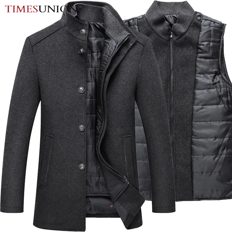 Mens wool winter coats jacke Thick Overcoats Topcoat Mens Single Breasted Coats And Jackets With Adjustable Vest 4 Colours M-3XL Mens wool winter coats jacke Thick Overcoats Topcoat Mens Single Breasted Coats And Jackets With Adjustable Vest 4 Colours M-3XL