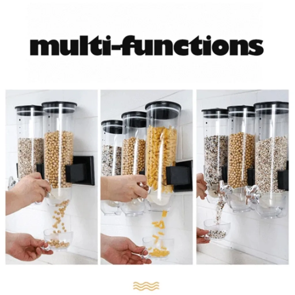 

Cereal Dispenser Double Single Dry Food Snack Grain Canister Plastic Storage Box Kitchen Supplies Transparent Sealed Cans