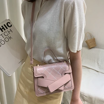 

Women Summer Flap Shoulder Bags Plaid Thread Bag Ladies Top Handle Handbag Female 2020 Popular Bag Wild Crossbody Bag Designer