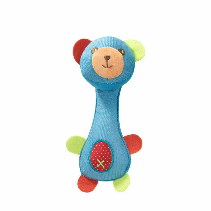 Cartoon Animal Soft Plush Sound Handbells Squeeze Rattle For Newborn Baby Toy 