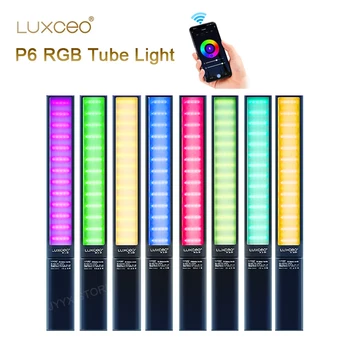 Luxceo P6 RGB 사진 라이트 스틱 휴대용 Pavotube 1000mah 18W, 휴대용 필 라이트 스튜디오 튜브 라이트 앱 제어
