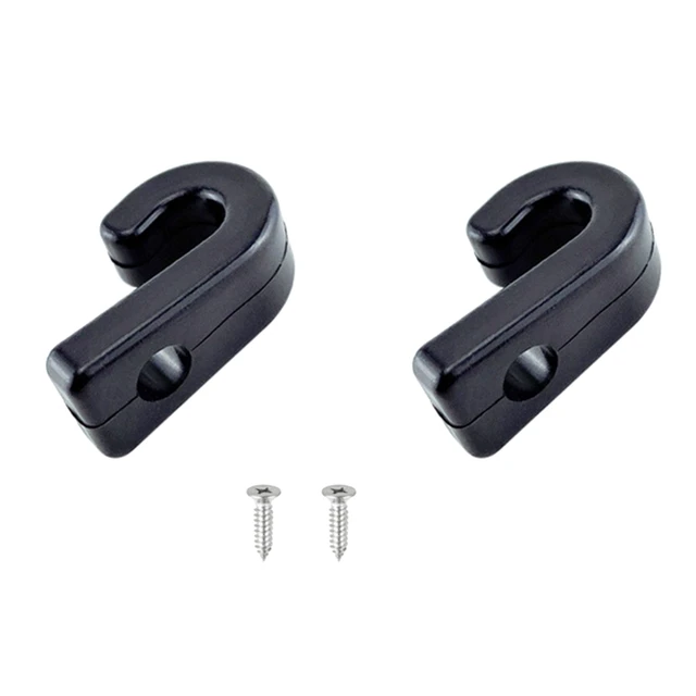 2 Pieces Nylon Plastic Bungee Lashing Shock Cord J Shaped Tie Down Hook  with Fixings Replacement