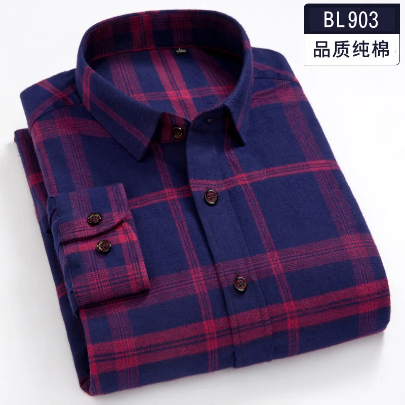 BL903 Большие размеры 8XL 7XL 6XL 5XL хлопок, клетчатая рубашка, мужские рубашки, повседневная приталенная рубашка с длинным рукавом, Мужская одежда, рубашки, уличная одежда - Цвет: BL903