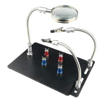 

Magnetic Circuit Board Holder Helping Hands Soldering Third Hand with Magnifier