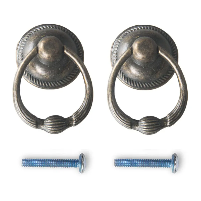 2pcs Pull Handle Rings Vintage Cabinet Drawer Dresser Cupboard