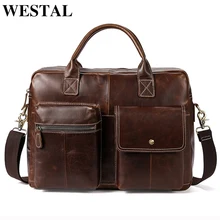 WESTAL мужской портфель s из натуральной кожи, Офисная сумка для мужчин, сумки-мессенджеры для ноутбука, кожаная сумка для компьютера, мужской портфель 7212