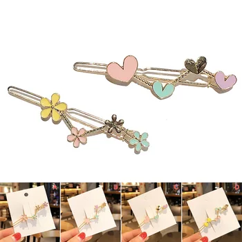 

2019 Korean Style Hairpins Sweet Hair Clips Simple Love Star Flower Bow Hair Clips Headdress Hair Accessories for Girls