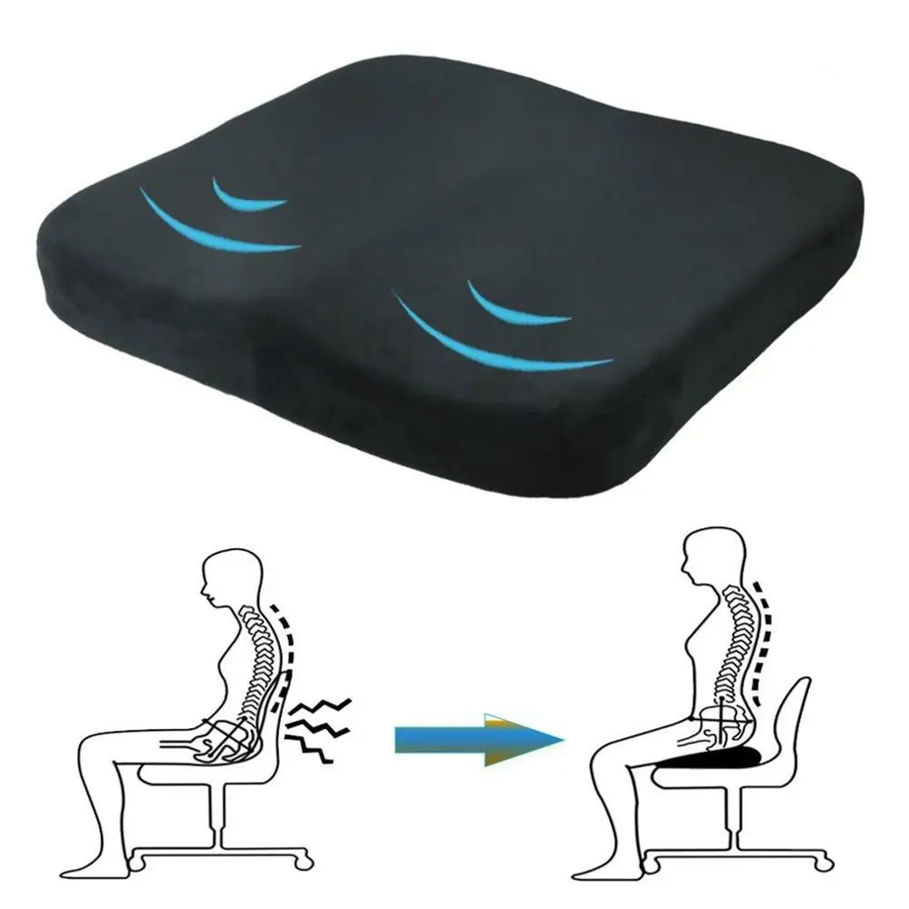 

Memory Foam Wedge Car Seat Chair Lumbar Support Cushion Back Pain Height Booster For Office Pain Relief Elastic