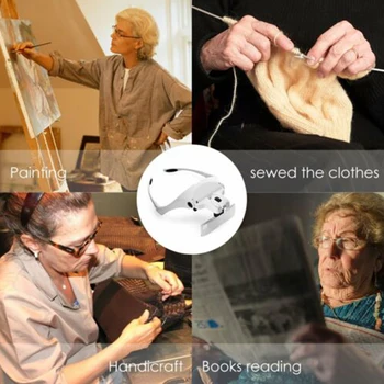 

Eyeglasses Type Headband Head Magnifier With LED Light For Tool Repair Read