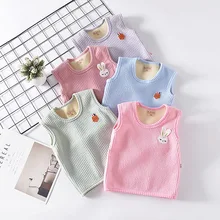 Г., стиль, Детский Теплый жилет с плюшевой подкладкой осенне-зимний теплый однотонный жилет с начесом для мальчиков и девочек, W