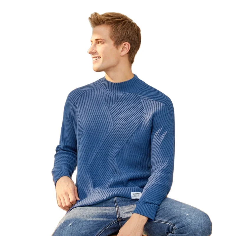 Knitted Sweater Lazy-Style Half-Neck Male Korean Winter SEMIR White Thicken-Top New-Man