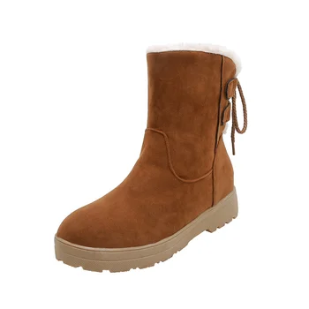 

NEMOANE Plus Size 33-44 Winter Concise Fur Booties Ladies Low Heels Ankle Snow Boots Women Warm Shoes Woman