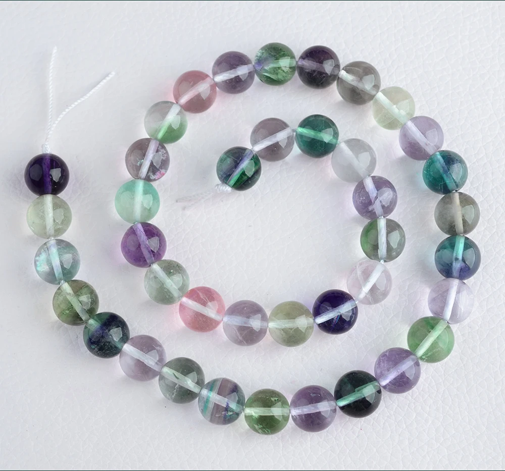 2 Strands  High Quality  Natural Colorful Fluorite Beads  8 - 12mm For Jewelry Making 15.5“