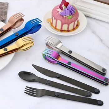 

WORTHBUY Portable Tableware Set Stainless Steel Dinnerware Magnetic Flatware Magnet Link Stainless Steel Cutlery Set Cutlery