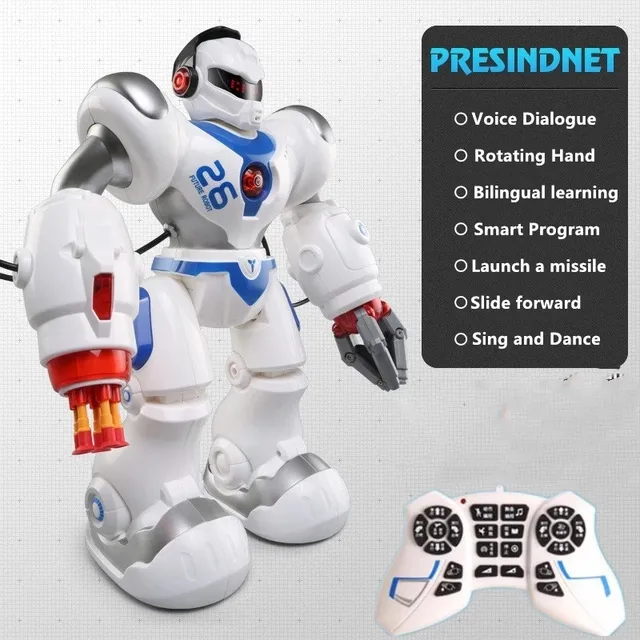 2.4G Voice Control Smart RC Robot Programming Demo Walking Glide Singing Dance Arm With Launch Missile Mutil-Function Boy RC Toy 1