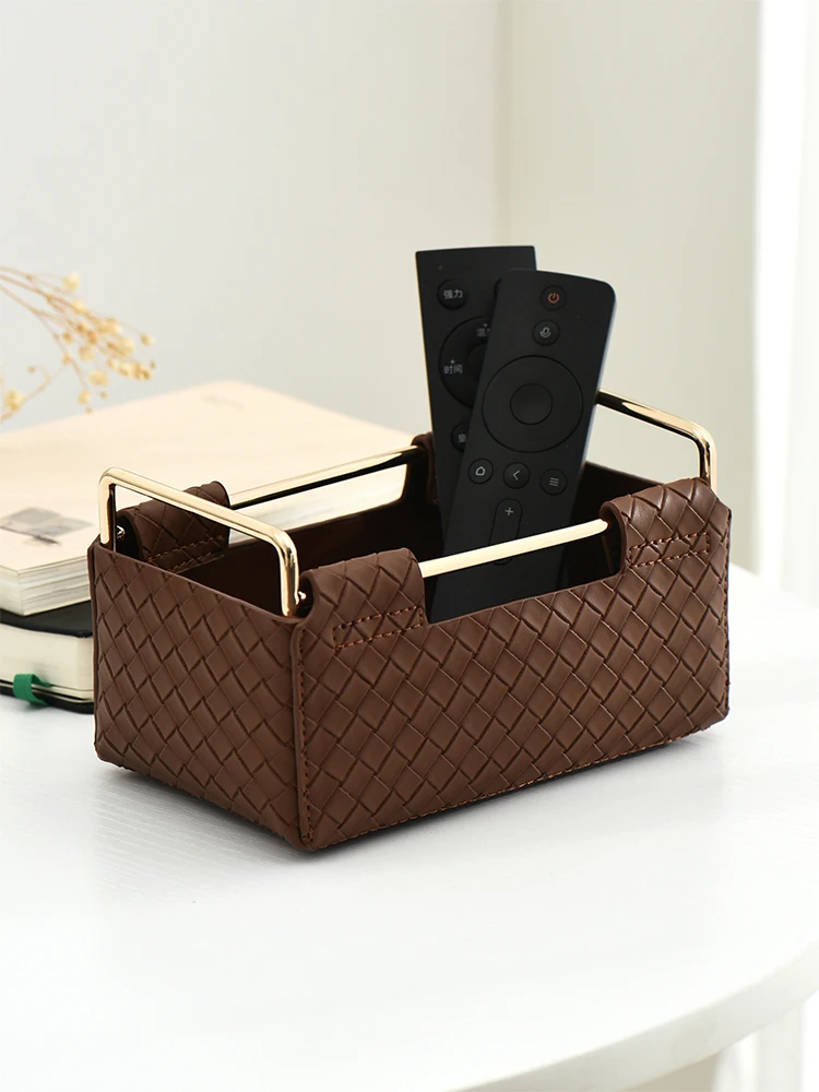 Home And Bathroom Organizer PU Leather Cosmetic Organizer Storage Box Makeup Brush Holder Sundries Basket Lipstick Organizer 4