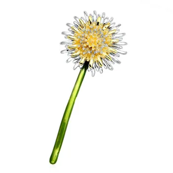 

2020 New Green Dandelion Flower Brooches for Women Metal Enamel Lapel Pin Wedding Luxulry Jewelry Plants Brooch Pins Gifts