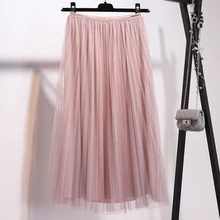 Новинка, весна-осень, корейская мода, сетчатые юбки, Женская милая плиссированная юбка с высокой талией в стиле бохо, yy73