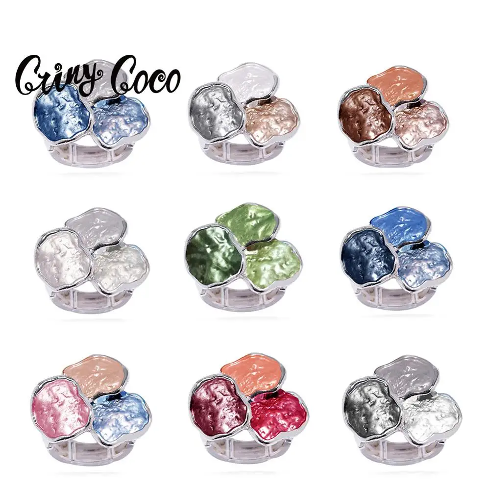 Большие геометрические кольца Cring Coco 2020 для женщин классическое кольцо с эмалью