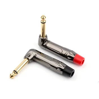 

6.35mm Audio Connector Hifi Gold Plated 90 Degree Adapter 6.5 Mono Audio Solder Plug For Mixer Microphone Guitar Copper Speaker