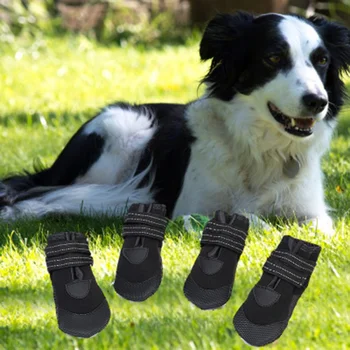 

Pet Dog Shoes Pet Soft-soled Reflective Shoes for Dog Pet Waterproof Dog Shoes Pet Autumn Winter Black Short Boots Pet Products