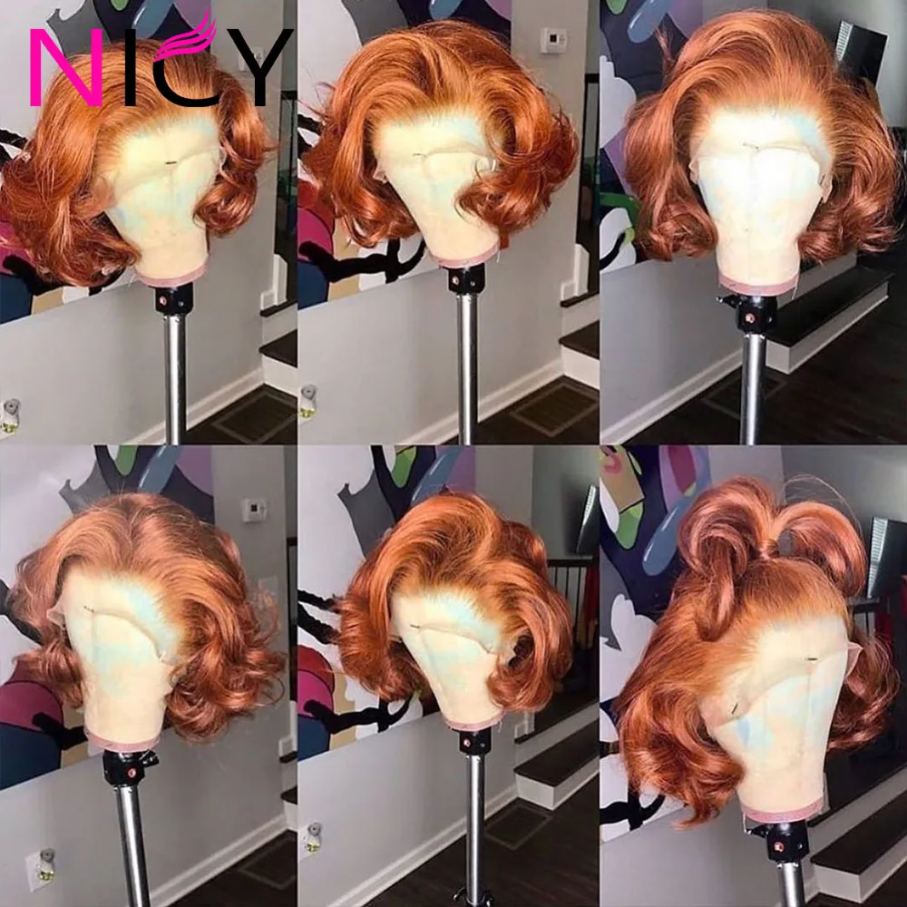 Onda do Corpo Perucas do Laço Perucas de Cabelo Gengibre Laço Frot Peruca Destaque Laranja Cor Perucas 13x4 Colorido Humano Bob 2 Apliques com cabelo humano