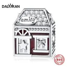 DALARAN Красная эмаль семейный дом 925 пробы Серебряный Бисер Очарование Подходит Pandora браслет DIY Ювелирные изделия Рождественский подарок