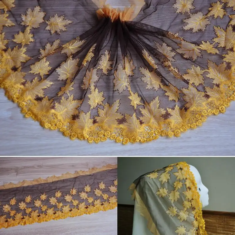 1 Meter Brown Backing Embroidered Lace Fabric Wedding Dress Accessories Trim 21cm Width | Дом и сад