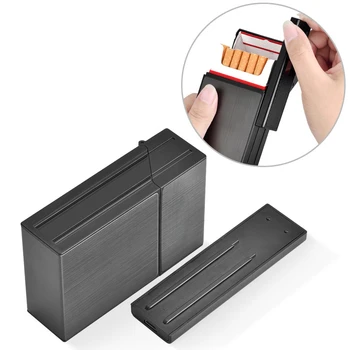 

New Packs 20 Alloy Shell Cigarette Packets Cigarette Case Box With USB Charging Winderproof Lighter Men Gift