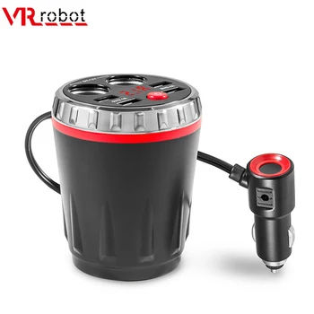 

VR robot Dual Car Cigarette Lighter Socket Splitter Adapter 5V 2.1A 4 Ports USB Charger Voltage Monitor Car Cup Holder