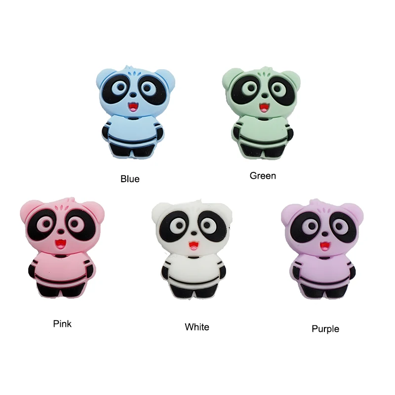 Chenkai 10PCS Mini Panda Shaped Silicone Lovely Beads BPA Free For DIY Baby Making Sensory Jewelry Necklace Chain Food Grad