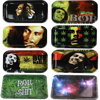 

Newest Tinplate Metal Rolling Tray Pattern Printed Cigarette Holder Tobacco Storage Trays Smoking Accessories