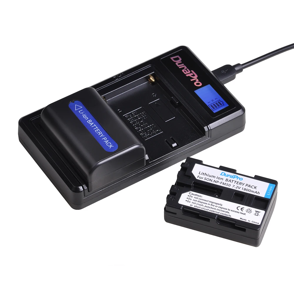 

1pc 1800mAh NP-FM50 NP FM50 Rechargeable Camera Battery + LCD USB Charger For Sony NP-F550 F770 F750 F960 FM500H FM70 QM91D QM71